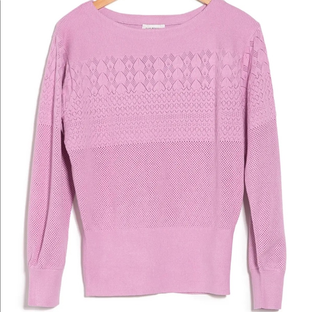 NWT club Monaco mix stitch boatneck sweater size S